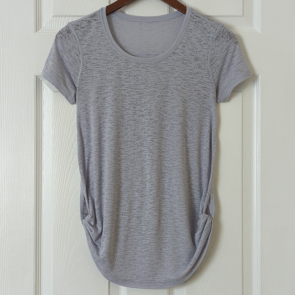 Lululemon Round Two Lightweight Burnout Short Sleeve Twisted Side Tee Silver Fox